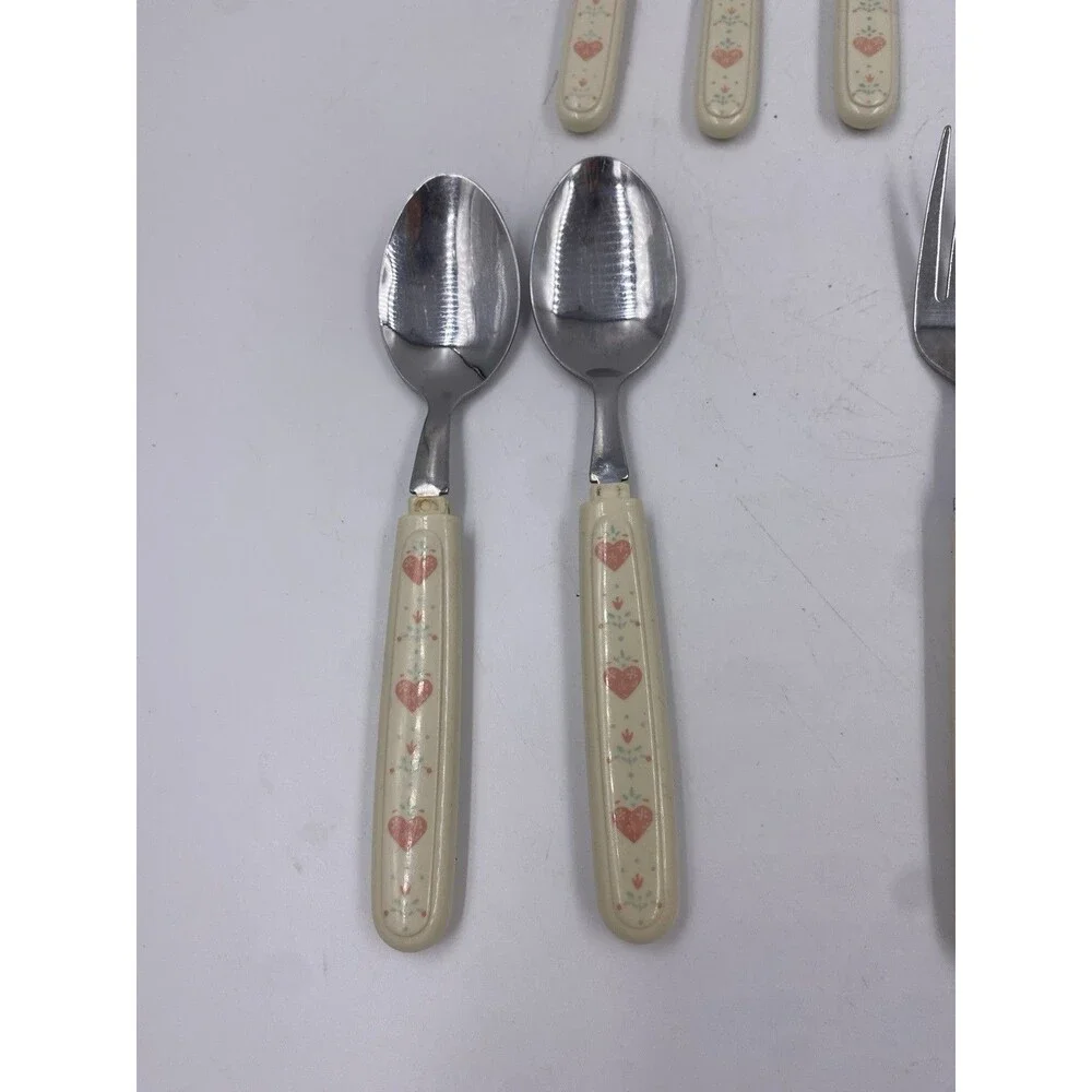 11 Pieces Mixed Corelle Forever Yours Heart Flatware Heavily Used Needs Repair